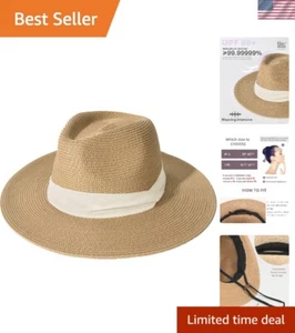 Womens Mens Wide Brim Straw Panama Hat Fedora Summer Beach Sun Hat UPF Straw ... - Picture 1 of 9