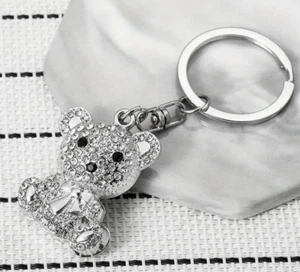 Llavero oso de pedrería - Diseño de acero inoxidable brillante - Brillo Bling Bling - Imagen 1 de 5
