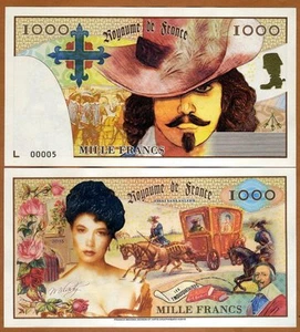 Kingdom of France, 1000 Francs, 2016, Private Issue, UNC Three Musketeers  - Picture 1 of 6