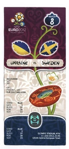 Ticket UEFA EURO 2012 -  UKRAINE - SWEDEN - Match 8 Football Soccer - Picture 1 of 2