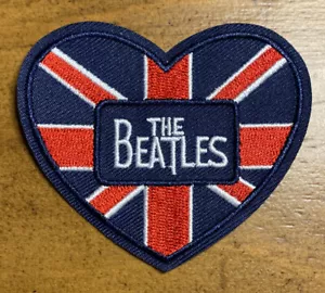 The Beatles Union Jack Heart ~ 3 Inch Iron On/Sew On Patch ~ Free Shipping! - Picture 1 of 4