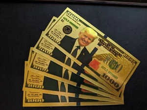 Gold Foil Donald Trump $1000 Dollar Bill MAGA 2024 Presidential Collectible Rare - Picture 1 of 1