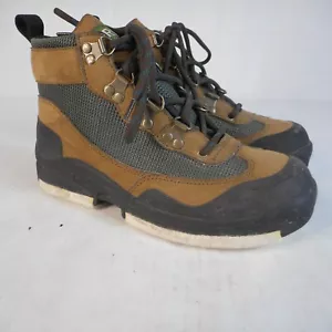 Orvis Wading Boots Mens Sz 7-7.5 Felt Bottom Fly Fishing Shoes Tan / Gry 785p-70 - Picture 1 of 10