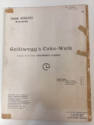 Rare 1908 Golliwogg's Cake-Walk - Debussy Song Piano Sheet Music Free Shipping - Image 1 of 4
