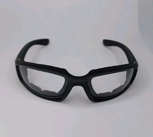 Motorcycle Riding Cycling Goggles Glasses Clear Lenses Black Plastic Frame - Picture 1 of 18