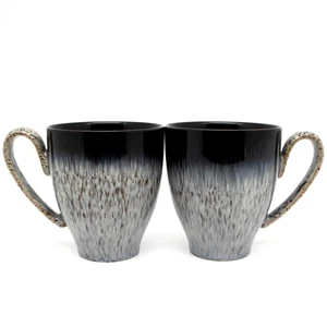 (2) Tazas moteadas DENBY Halo negras azules - Imagen 1 de 3