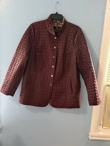 Dennis Basso Women's Maroon Quilted Jacket Large , Good Condition - Picture 1 of 8