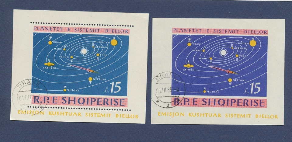 ALBANIA - Scott 786 perf & imperf - used S/S - Astronomy  - 1964 - Image 1 of 1