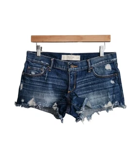Abercrombie & Fitch Low Rise Cut Off Denim Shorts Womens SIze 27 - Foto 1 di 5