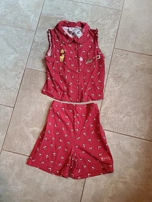 NUEVO Conjunto de Pantalones Cortos Vintage Años 90 Winnie the Pooh Disney Apliques Bordados Niñas 7/8 Foto 1 de 4