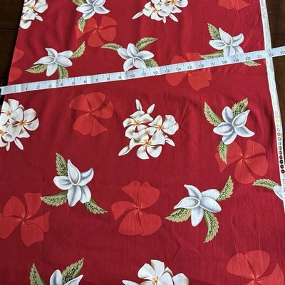 Hawaiian Fabric Hibiscus Cotton Fabric Tropical Fabric Hoffman BBTC939 2yd x 45" - Image 1 of 3