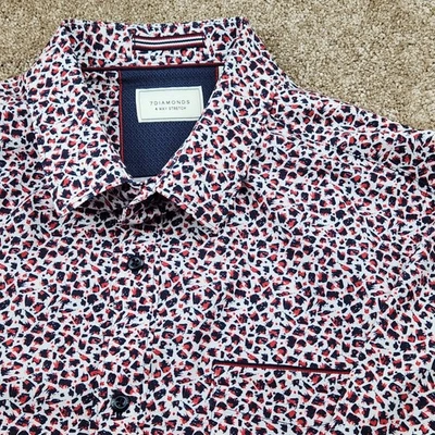 Camisa tejida elástica de 4 vías 7 DIAMONDS Brushstroke para hombre talla L roja negra geométrica Foto 1 de 4