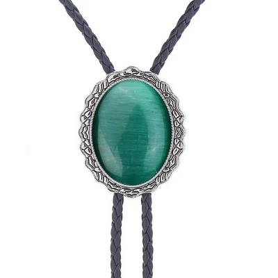 Collar de boda vintage de piedra verde para hombre Bolo corbata novio vaquero occidental Foto 1 de 4