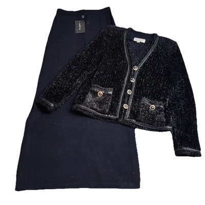 Conjunto de 8 Chaqueta y Maxi Falda Tweed Brillante Colección Noche St John Mediana Foto 1 de 4