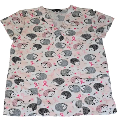 CASSANDRA O Size S Woman's Medical Vet V Neck Short Sleeve Scrub Top Cancer EUC - Image 1 of 4