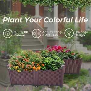 Plastic Raised Garden Bed,Planter Care Box Kit Set of 4 Planter Grow Box - Picture 1 of 7