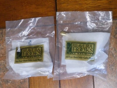 2 NOS Gold Tone Bravura Hooks By Belwith Solid Brass FKI Hardware 4”   FREE SHIP — 第 1/4 张图片