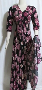 NEU Damen Frauen JAASE schwarz Blumen Empire Taille langes Maxikleid S Orig $ 142 - Bild 1 von 6