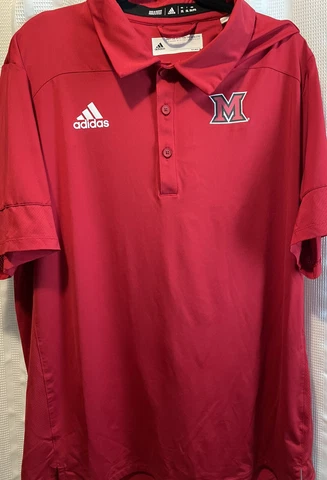 Miami Of Ohio University Football Basketball Adidas Polo Golf Shirt Mens 2XL Red Cover