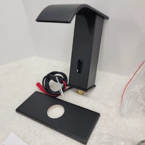 AUTOMATIC SENSOR Matte Black Waterfall Bathroom Faucet One Hole Auto Mixer NEW - Picture 1 of 24
