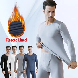 Herren Winter Fleece gefüttert Thermo Oberteil & Unterteil Long John Unterwäsche Set mit Bündchen - Bild 1 von 46