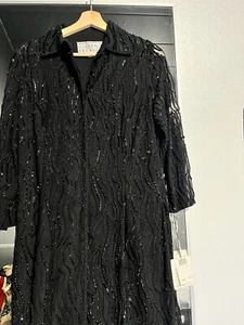 Vintage 1980s NWT CHETTA B. Evening Black Beaded Shirt Formal Dress Size 10 - Picture 1 of 10