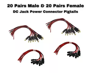20 Pair Male and 20 Pair Female 2.1mm x 5.5mm DC Power Plug Jack Connector - Picture 1 of 7