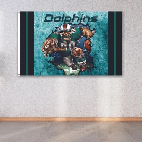 Miami Dolphins 3x5 ft Flag NFL Football Champions Wall Decor Banner Cover