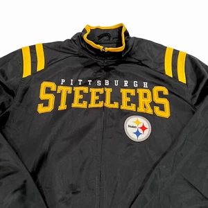 Giacca uomo PITTSBURGH STEELERS NFL FOOTBALL nera logo spellout retrò GRANDE - Foto 1 di 12