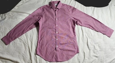 Camisa TM Lewin a Cuadros Roja Para Hombre Jermyn St. London Ajustada Sin Plancha Talla 16 35 Foto 1 de 4