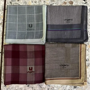 4 CLASSIC MEN HANKY RED GRAY BROWN CHECKS VINTAGE COTTON POCKET ART SQUARE 18" - Picture 1 of 6