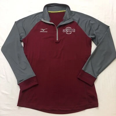 MIZUNO Performance Dry Lite Base Layer Shirt Women's M Burgundy 1/4 Zip Raglan - Image 1 of 4