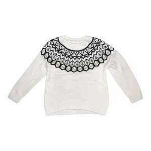 Gymboree Girls Ivory Fair Isle Sweater Tight Knit Black Gold Sparkle Small NWT - Picture 1 of 7