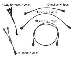 Black Extension Cords Y Cable 3 Into 1 Harness Kit For Golf Car Led Strip Light - Imagen 1 de 11