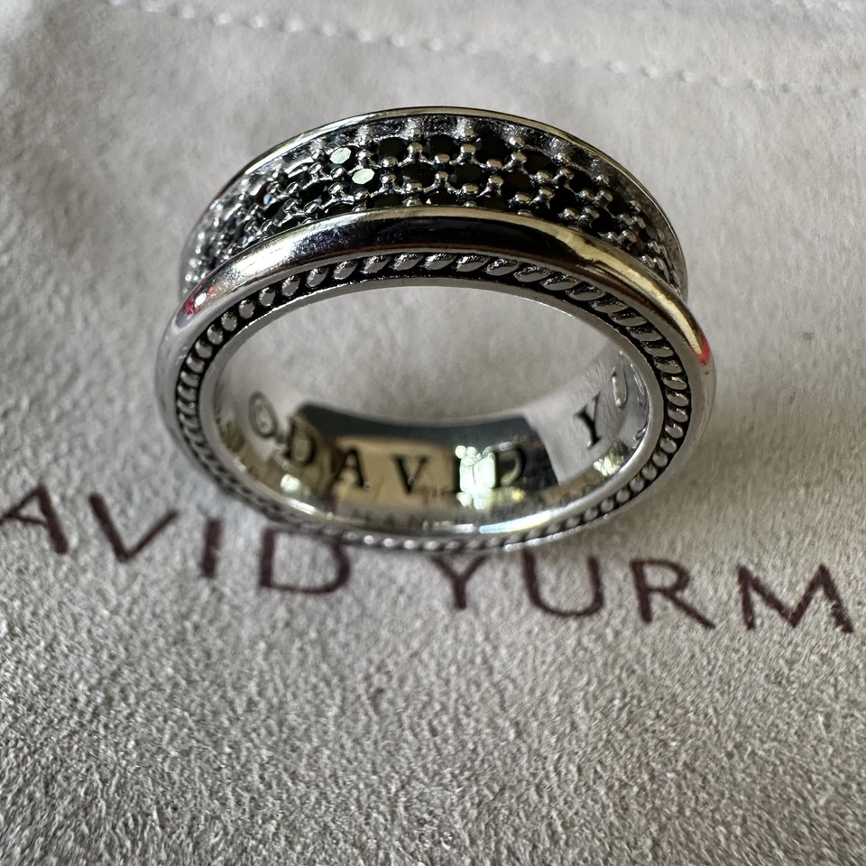 ANILLO BANDA DIAMANTE NEGRO STREAMLINE DAVID YURMAN SS TALLA US 7 Foto 1 de 4