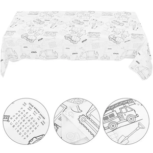 Engineering Car Tablecloth Child Happy Birthday Celebration Decor - Picture 1 of 12
