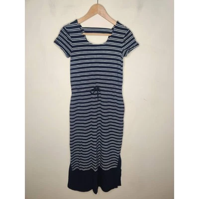 Vestido T by Talbots P Petite para mujer azul blanco a rayas tejido cordón Foto 1 de 4