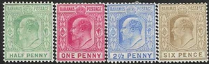 Bahamas (British) 1906 Scts #44-#47,  Complete 2nd Set  "Edward VII" M/LH, VF-XF - Picture 1 of 2