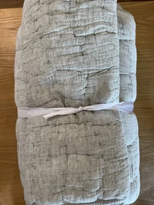 Pottery Barn Cloud Flax Linen Quilt Eucalyptus, F/Queen & 2 Standard Shams Read - Picture 1 of 11