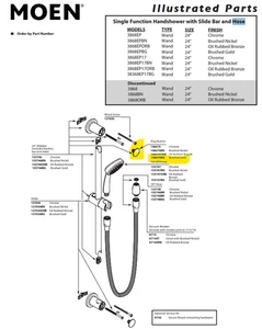 Moen 146670BG Stecker Knopf für 1 Funktion Handbrause mit Schieber & Schlauch gebürstet gold - Bild 1 von 1