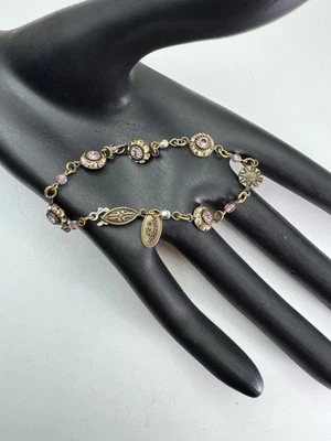 甜美复古 LIZ PALACIOS 手镯紫色和黄色水钻珠 花 7 — 第 1/4 张图片