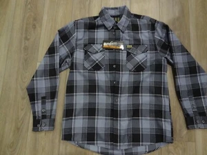 Retired Dixxon Flannel Shirt Mens Large The Adamantium Buttons Grey /Black Plaid - Picture 1 of 14