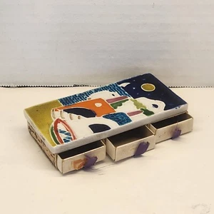 Italienische Creazioni Luciano Keramik Cloisonne Triple Streichholzschachtel Abdeckung - Bild 1 von 8