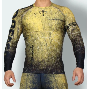 GRUNGE -Yellow Compression Shirt Skin Tight Base layer Fight Rash guard MMA Gym - Picture 1 of 10
