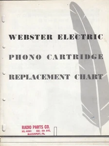 RARE WEBSTER ELECTRIC PHONO CARTRIDGE REPLACEMENT CHART - PHONOGRAPH - Picture 1 of 5