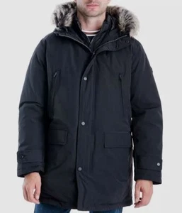 $398 Michael Kors Men's Black Hooded Bib Snorkel Parka Coat Jacket Size L - Picture 1 of 1