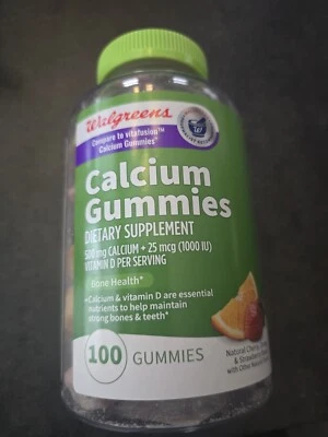 Walgreens- Calcium Gummy Vitamins For Adults, 500 mg 100 Ct Exp 09/2025 - Image 1 of 4