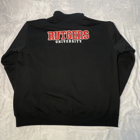 Rutgers University Sweatshirt Champion Mens 2XL Pullover Black 1/4 Zip Cover