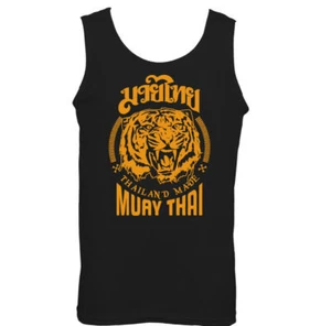 MUAY THAI VEST MMA UFC Martial Arts Training Top Gym TIGER Glove Fighter Mens - Picture 1 of 8
