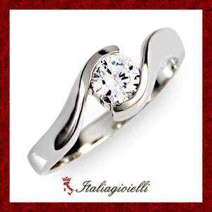 Delizioso Anello Solitario Donna in Argento 925 rodiato Oro Bianco - Foto 1 di 9